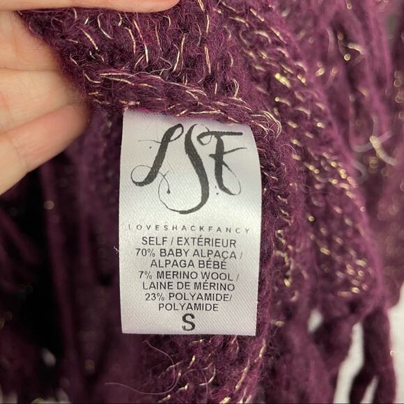 Love Shack Fancy | Purple Wool Sweater Alpaca Cardigan S - Picture 9 of 9